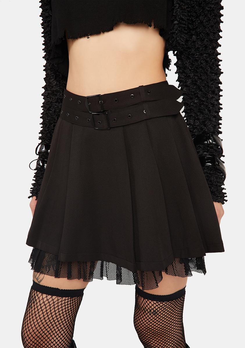 Dark Black Elastic Waist Pleated Gauze Short Skirt Punk Rave,Specials : American Fashion Style Bags On Sale