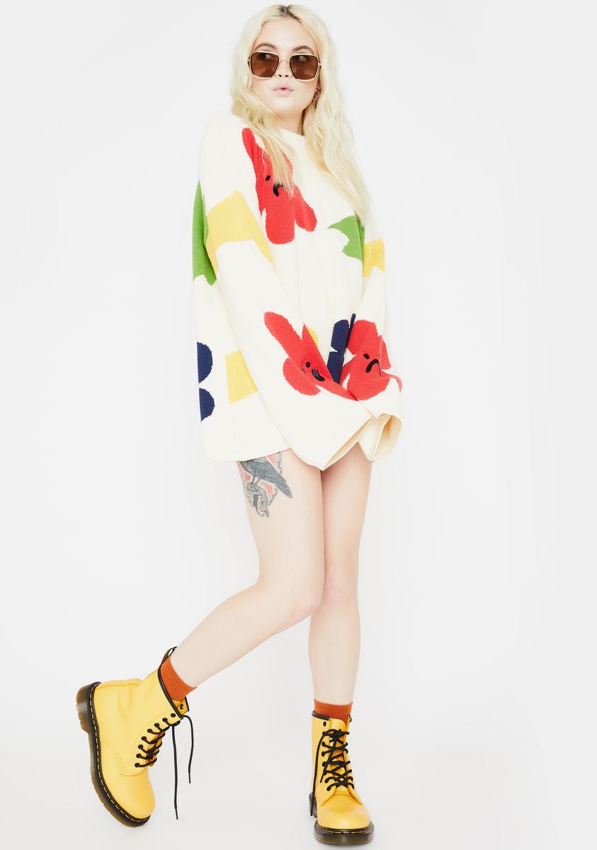 Lazy Oaf Flower Bed Knit Sweater Dolls Kill