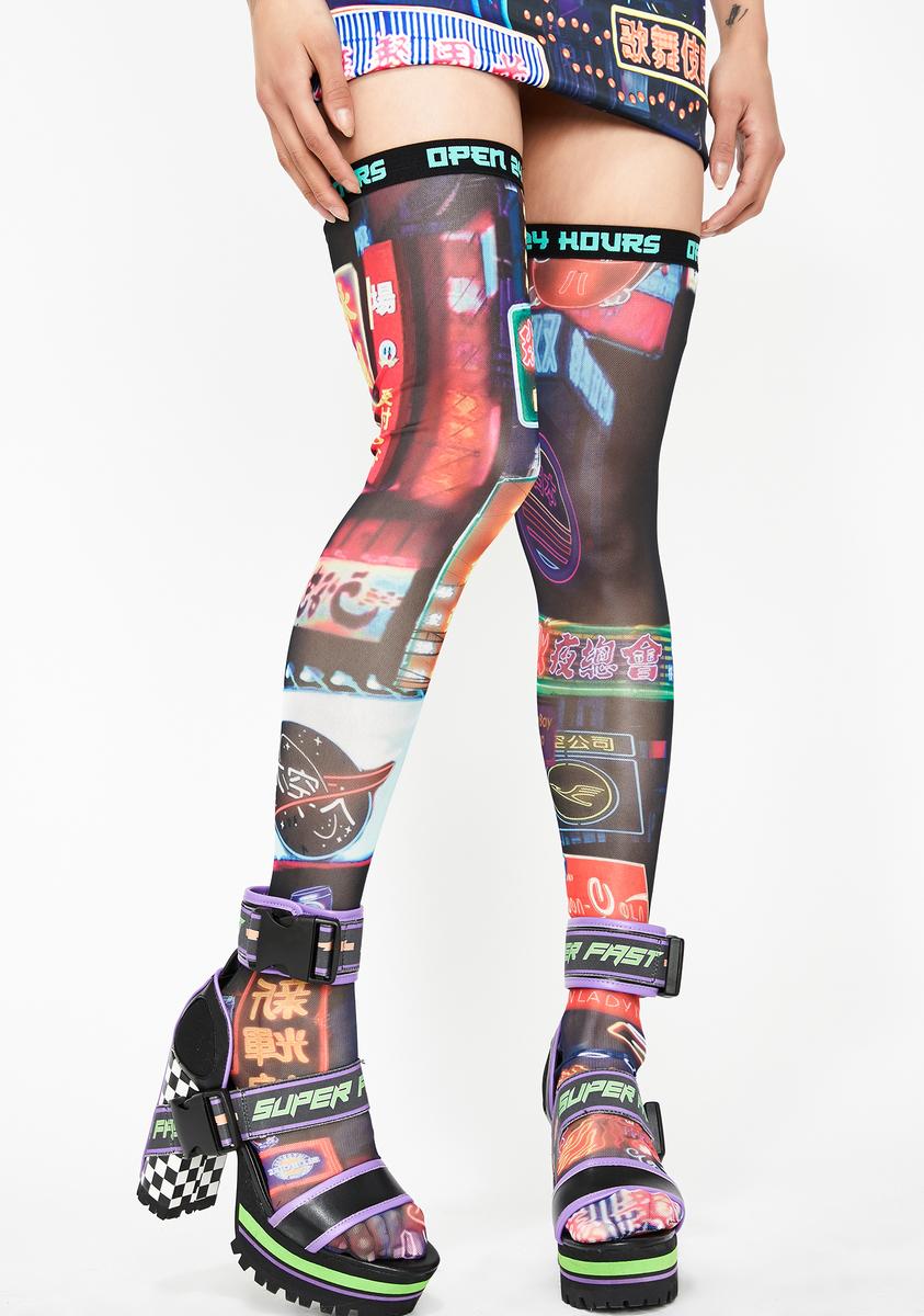 Midnight City Thigh High Socks Current Mood,Specials : American Fashion Style Bags On Sale