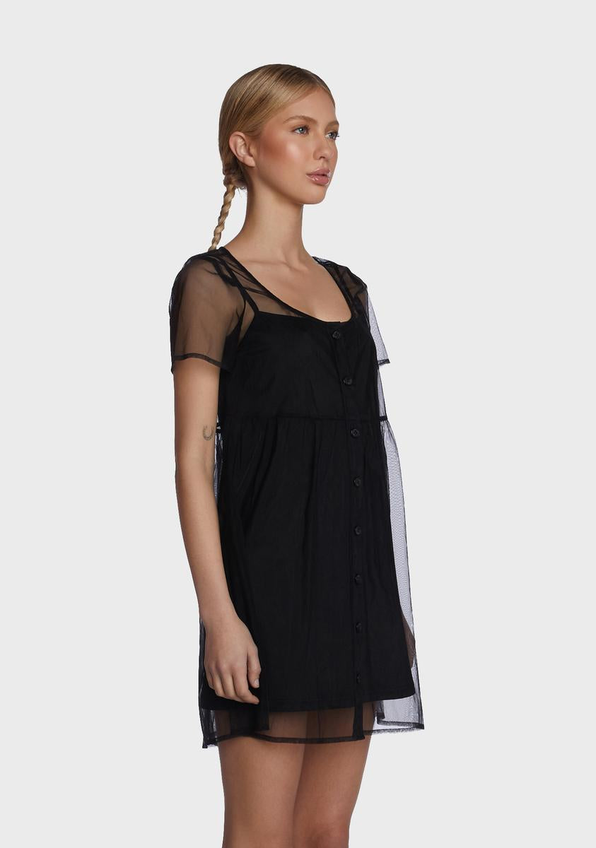 dELiA*s by Dolls Kill Sheer Babydoll Mini Dress Black