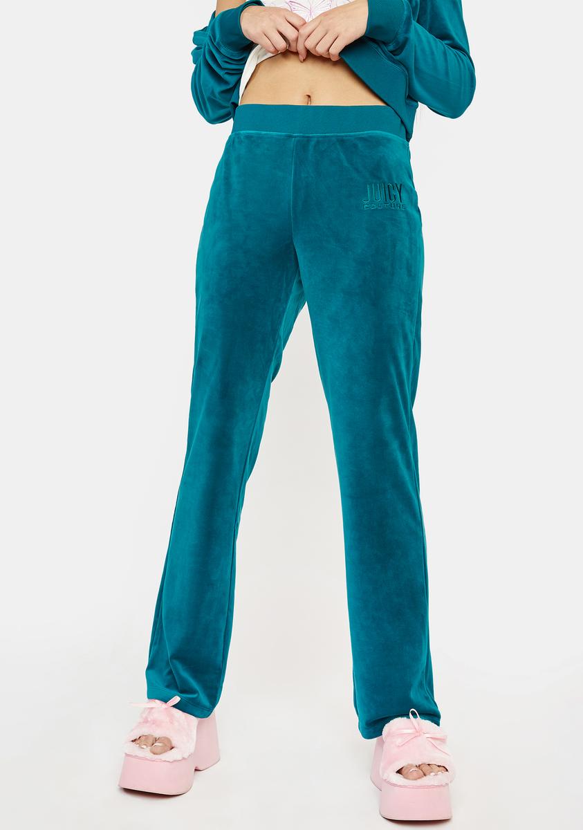 JUICY COUTURE Sapphire Wave Classic Velour Track Pants – Dolls Kill