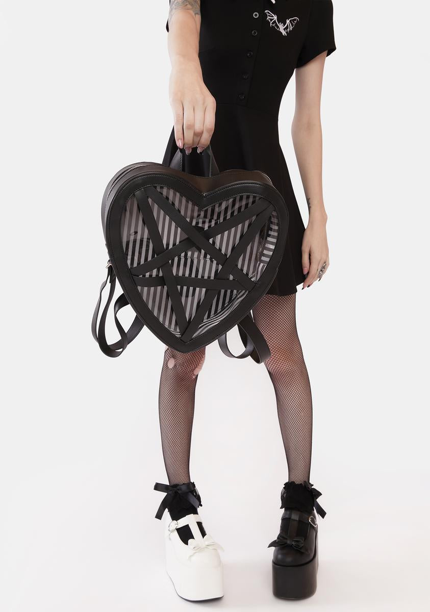 The Grave Girls Pentagram Heart Backpack - Black – Dolls Kill The Grave Girls Pentagram Heart Backpack - Black – Dolls Kill