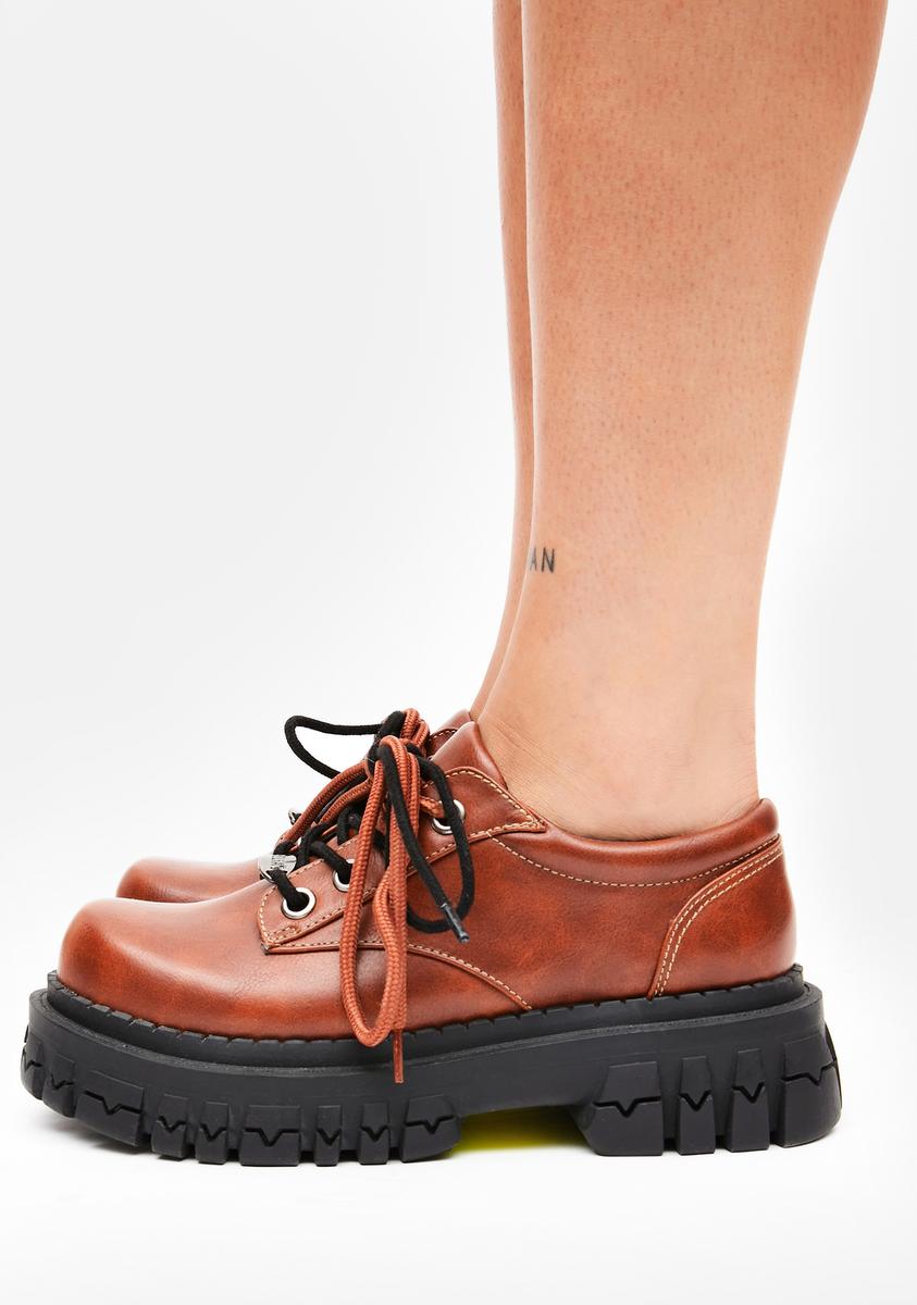 Delia's Chunky Platform Oxfords - Brown – Dolls Kill