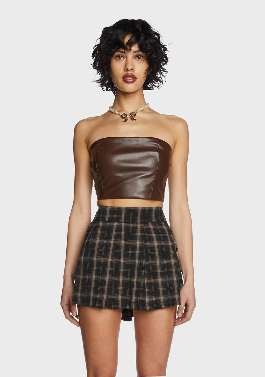 Brown Vegan Leather Tube Top Pretty Garbage,New Products : American Fashion Style Bags On Sale Brown Vegan Leather Tube Top Pretty Garbage,New Products : American Fashion Style Bags On Sale