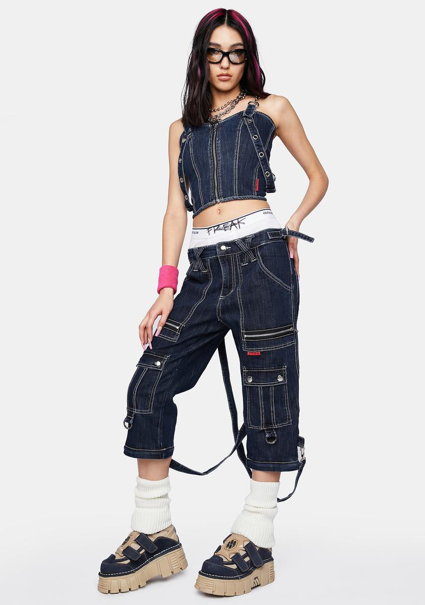 Tripp NYC Denim Capri Zip Off Bondage Pants – Dolls Kill