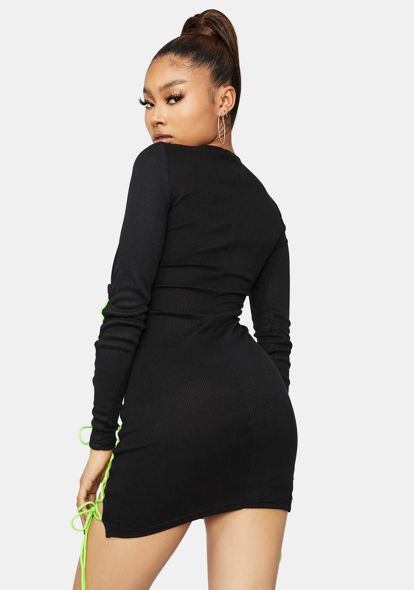 green neon roll neck bodycon dress Neon Mock Neck Knit Dress – Rolling Rack Boutique main image 0