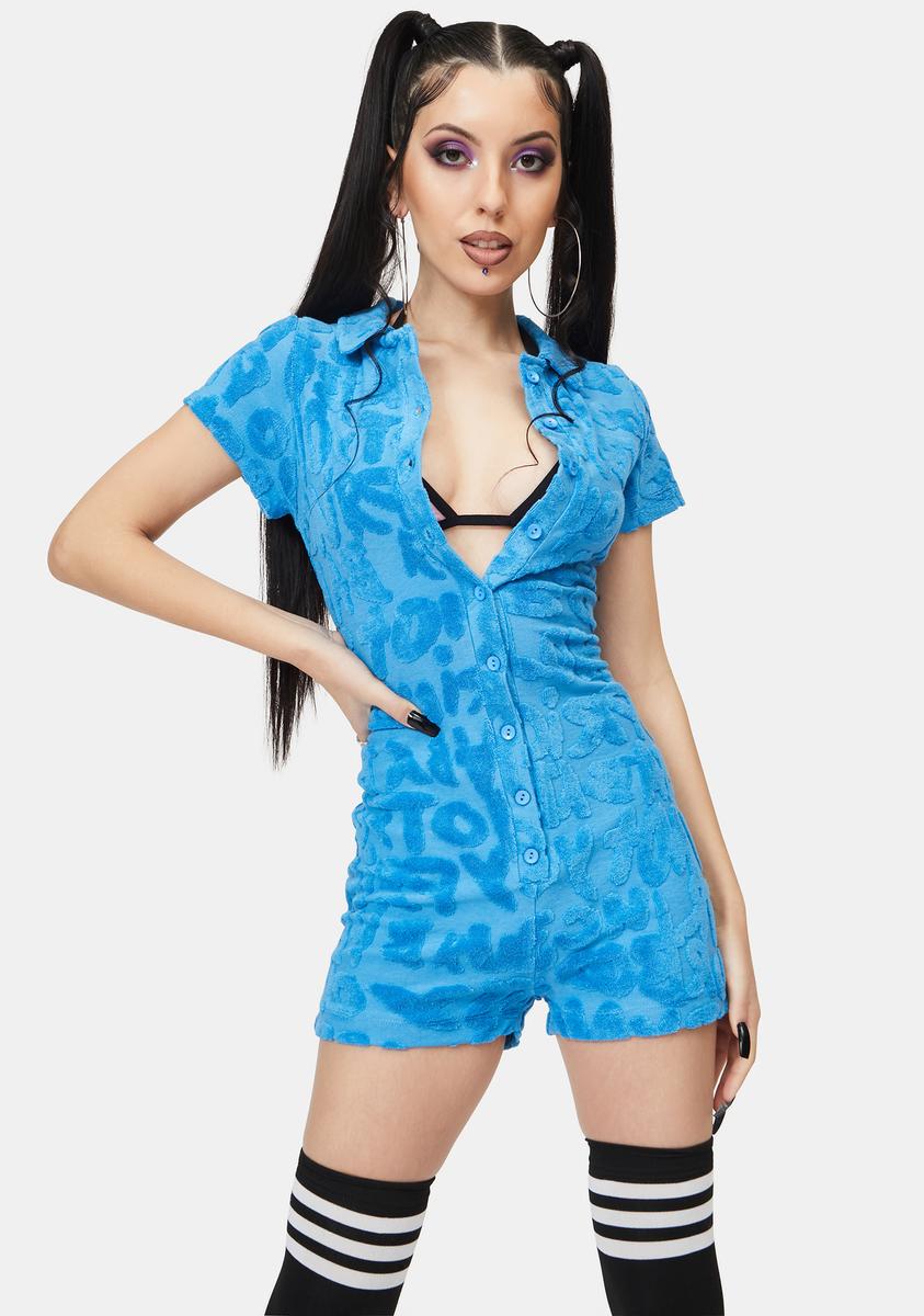 Blue Graffiti Embossed Towelling Playsuit Jaded London,All Products : American Fashion Style Bags On Sale