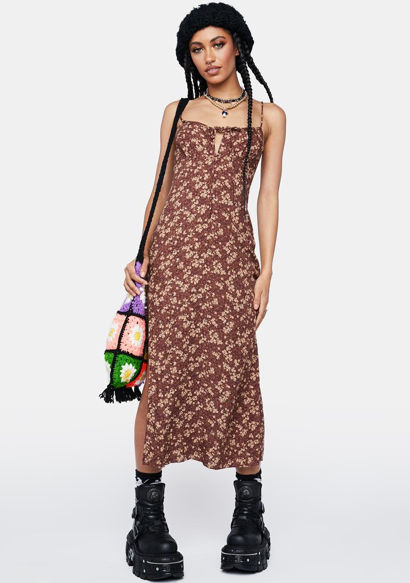 motel cypress midi dress Motel Cypress Side-Slit Midi Dress