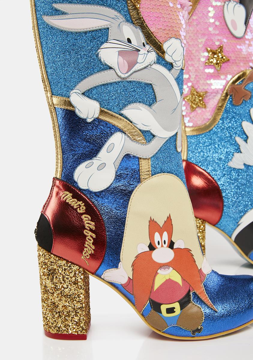 Irregular Choice Looney Tunes Knee-High Boots - Red/Yellow