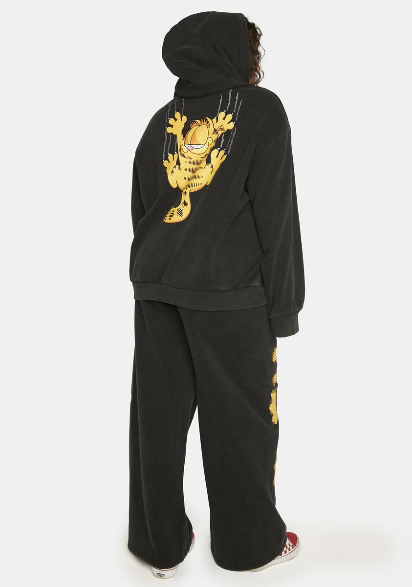 Plus Size Dolls Kill X Garfield Washed Fleece Joggers Black