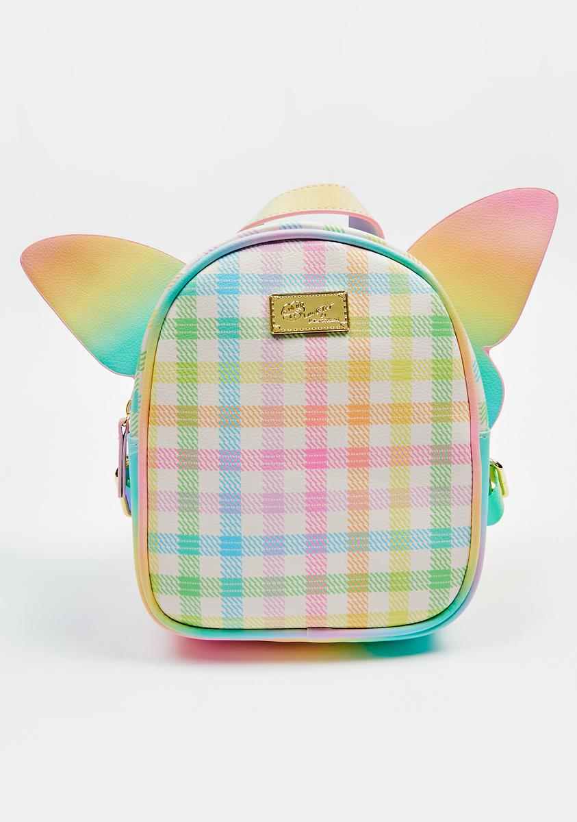 betsey johnson mini backpack with patches Betsey Johnson Rainbow Kitsch Mini Backpack – Dolls Kill