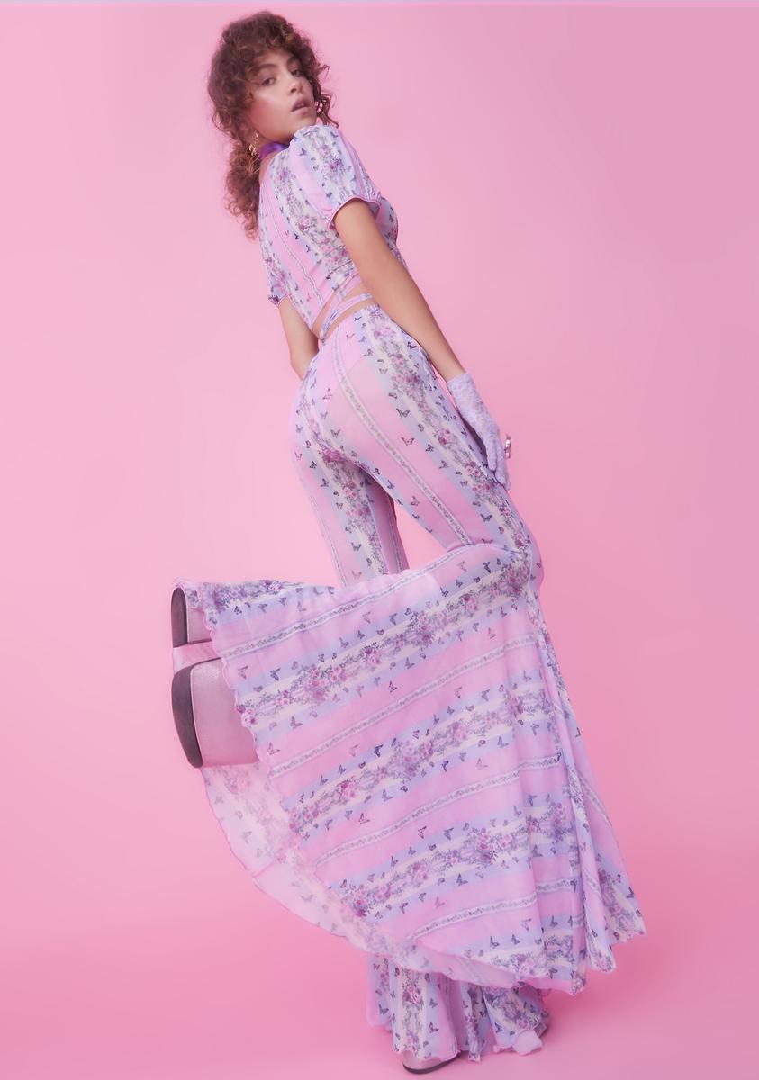 Sugar Thrillz Stripe Butterfly Flare Pants - Pink – Dolls Kill