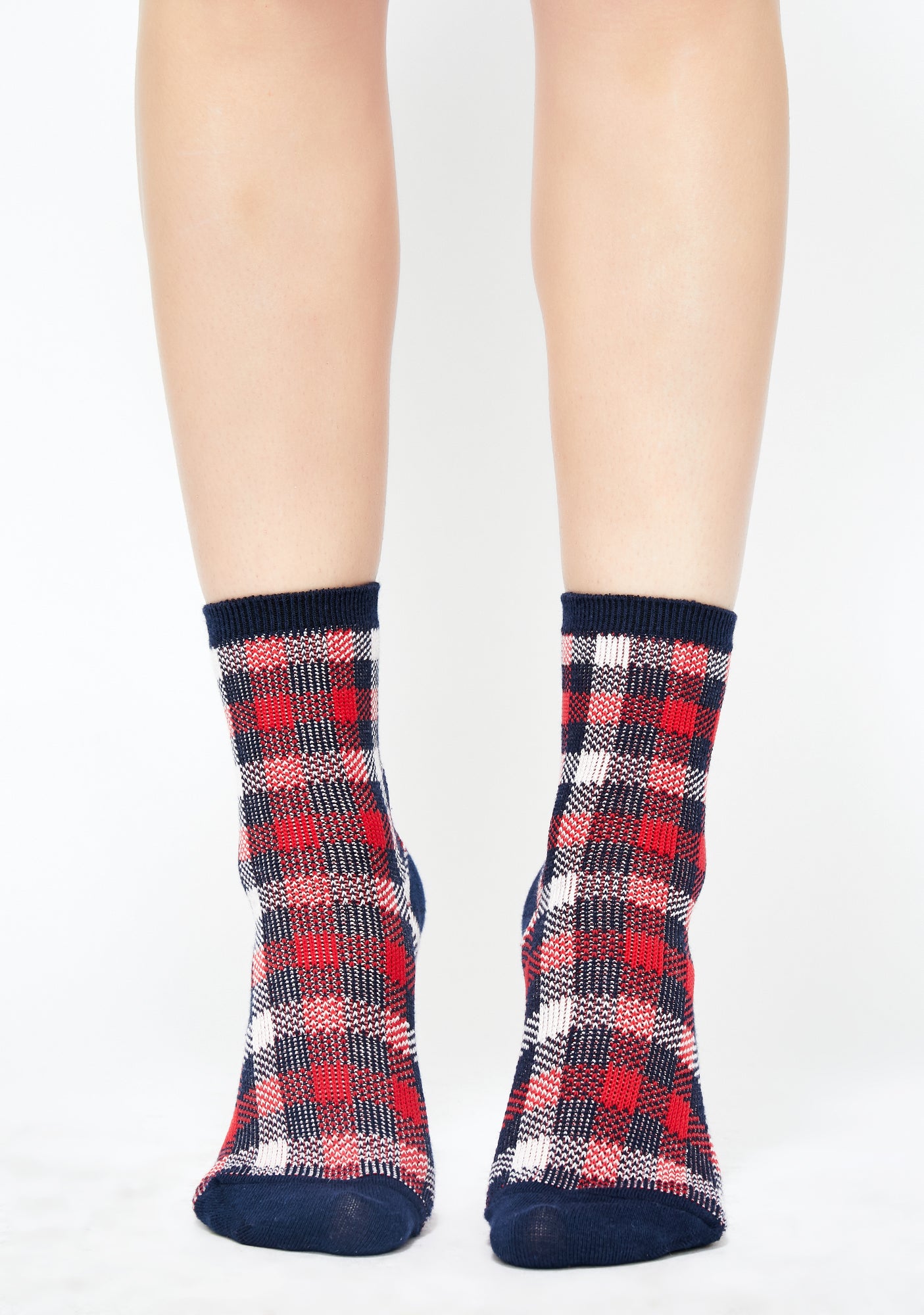 Navy Plaid Ankle Socks – Dolls Kill