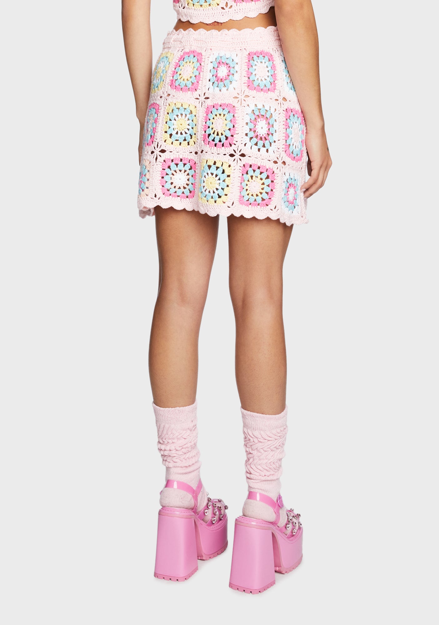 Sugar Thrillz Crochet High Waisted Mini Skirt - Multi – Dolls Kill