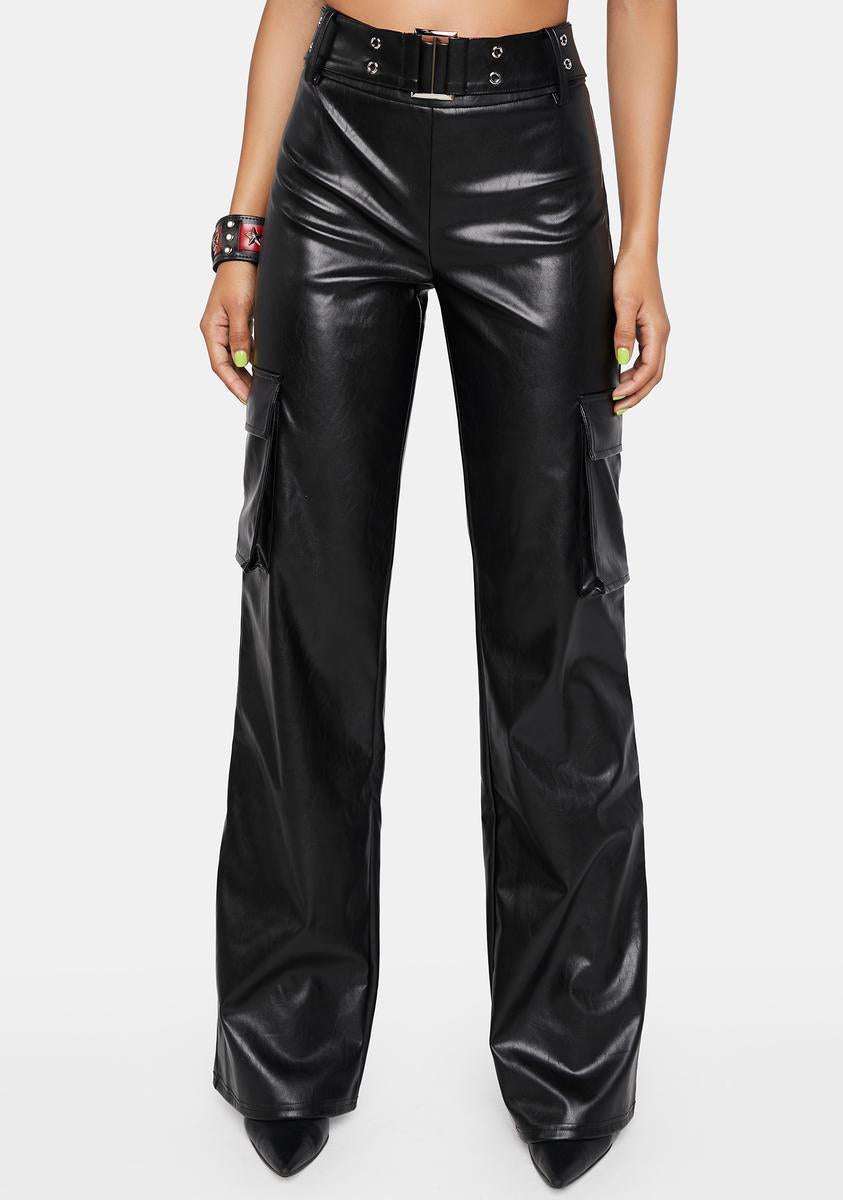 Vegan Leather High Waist Fit Pants - Black – Dolls Kill