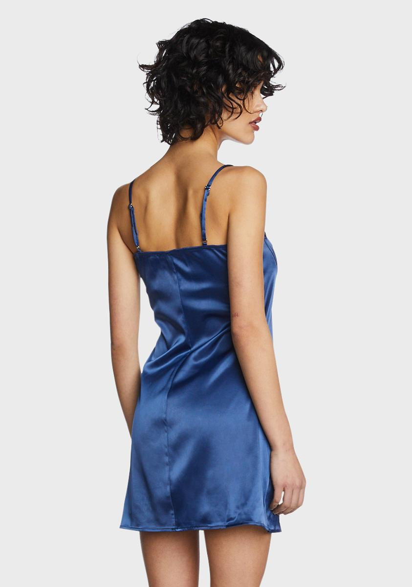 Pretty Garbage Satin Underwire Mini Dress Dark Blue – Dolls Kill