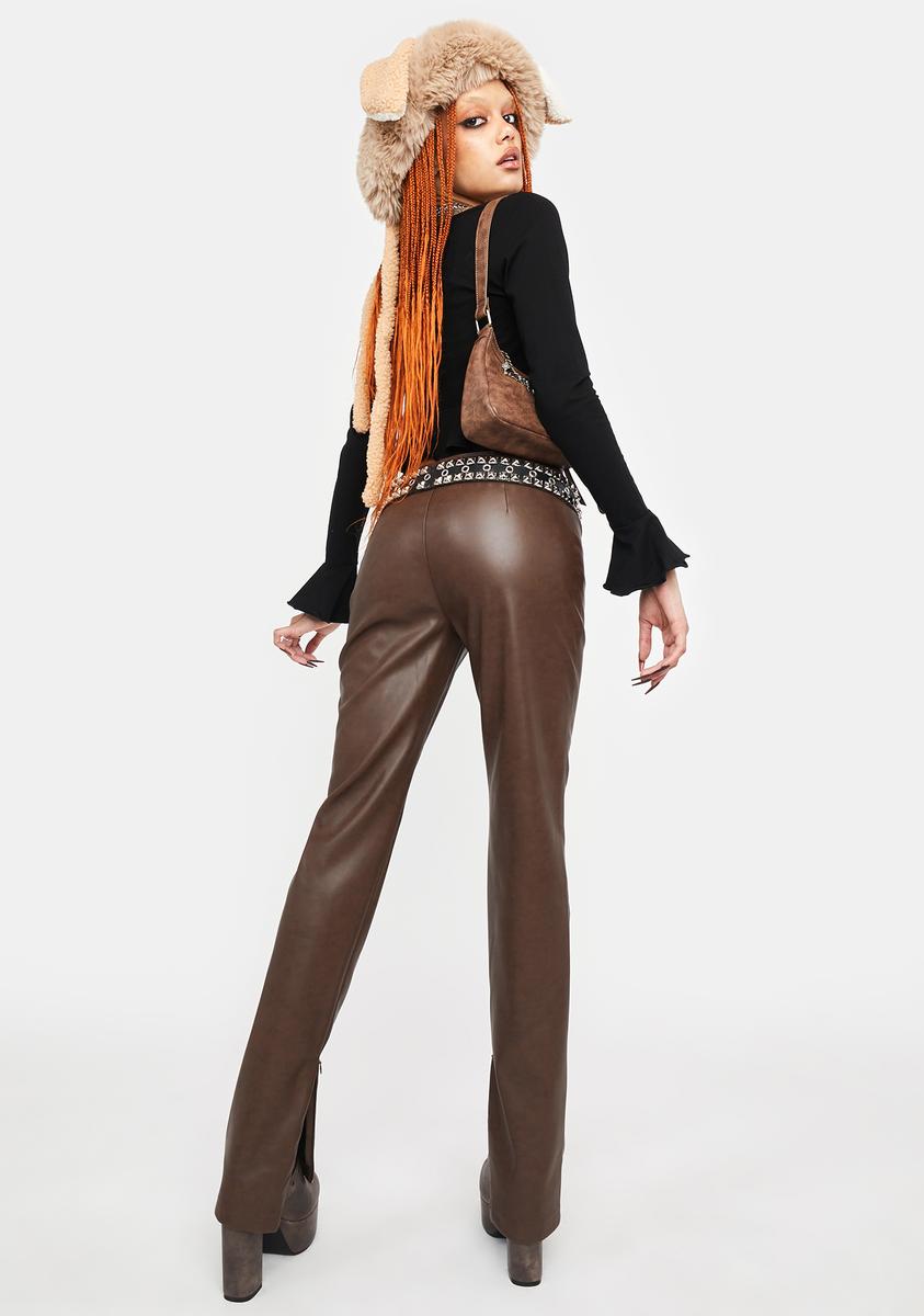 Leather pants, loose tee and LV Delightful PM