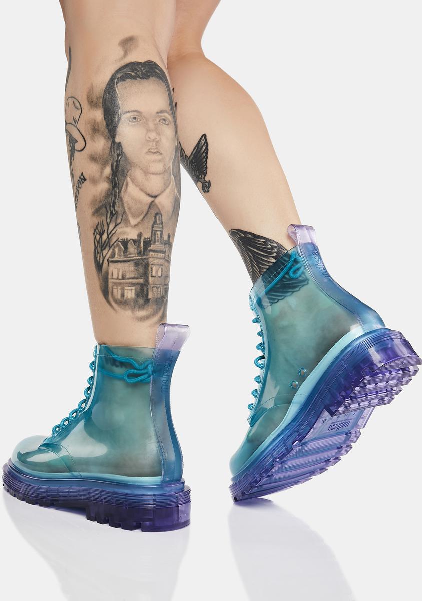 Melissa PVC Platform Transparent Combat Boots Black – Dolls Kill