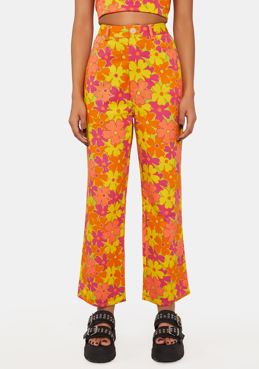 Another Girl High-Waisted Crop Jeans - Floral – Dolls Kill