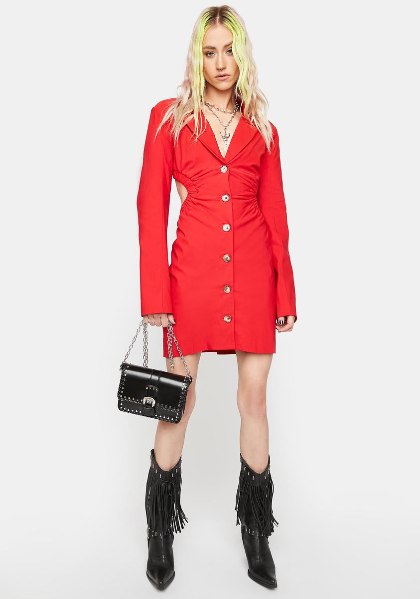 red cut out blazer dress Cherry Boss Moments Cut-Out Blazer Dress