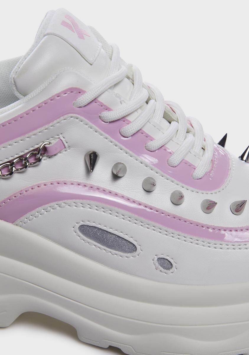 Koi Footwear Spiked Chunky Platform Sneakers - White/Pink