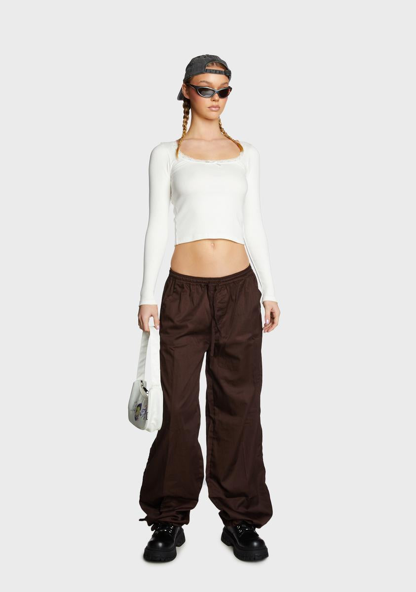 Motel Low Rise Baggy Pants Brown Dolls Kill