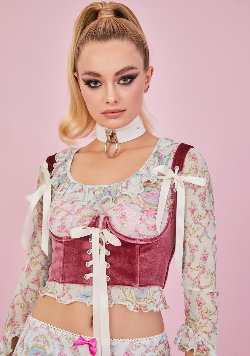 Blush My Beloved Velvet Underbust Corset Top Sugar Thrillz,All Products : American Fashion Style Bags On Sale