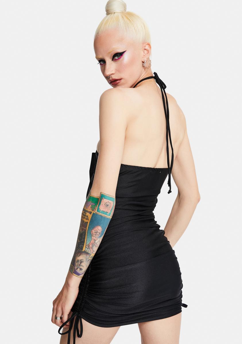 reformation black velvet mini dress Little Black Halter Ruched Bodycon Mini Dress