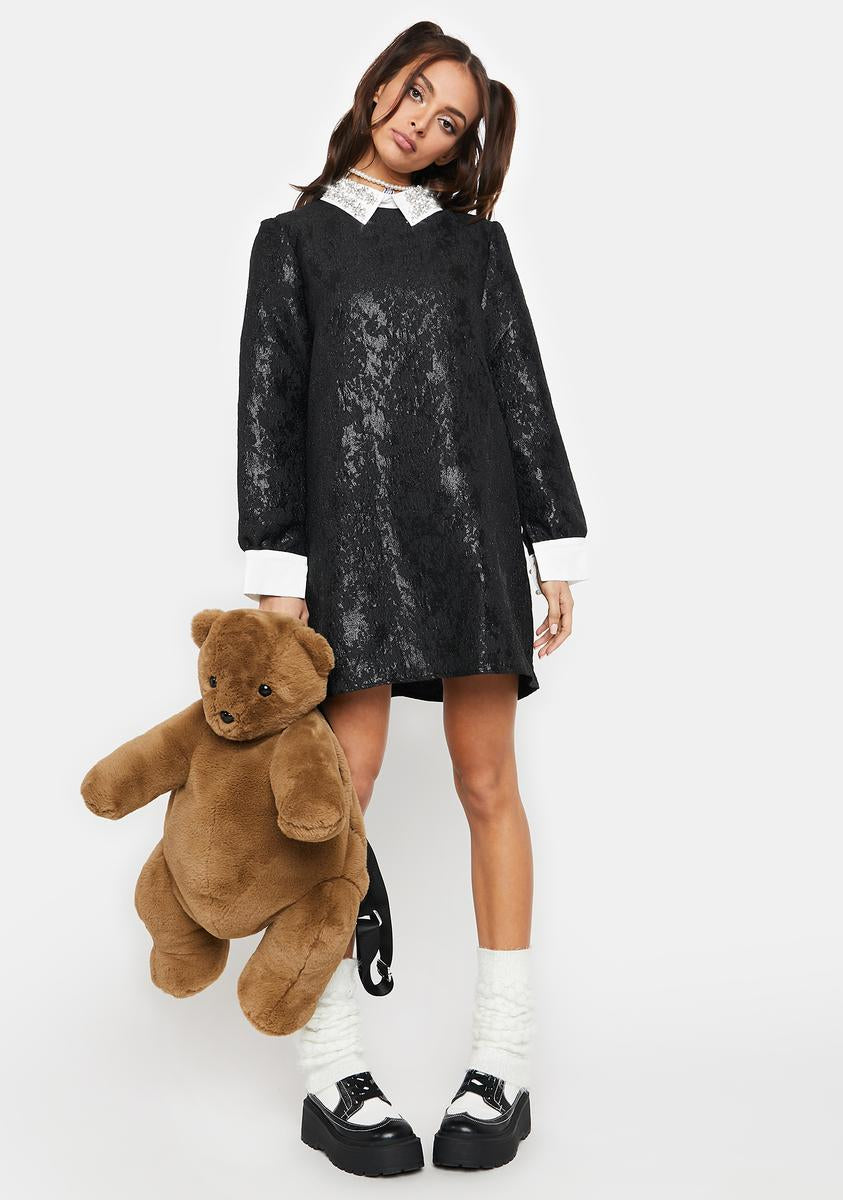 Sister Jane Rhinestone Collared Jacquard Mini Dress – Dolls Kill