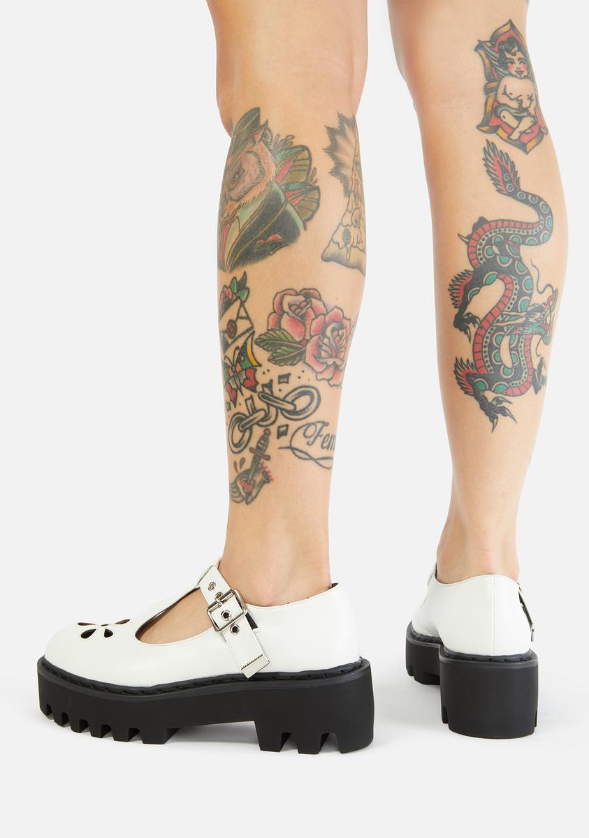 Lamoda Flower Mary Janes Vegan Leather White Dolls Kill