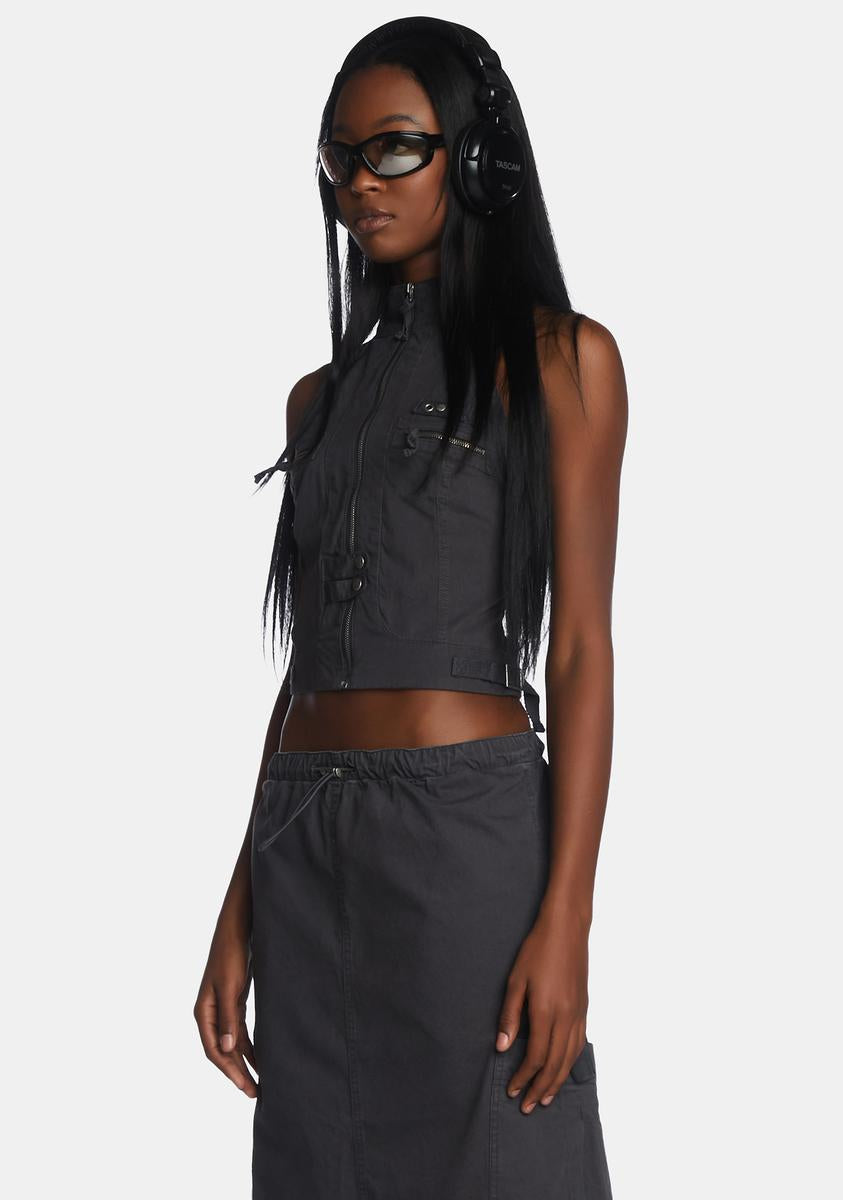 Vintage Grey Cargo Halter Neck Top Vintage Grey Cargo Halter Neck Top