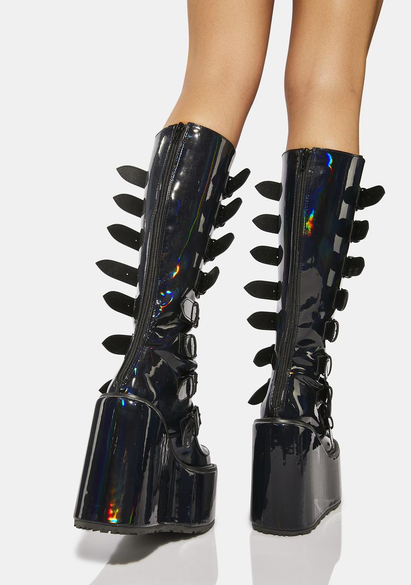 Black Holographic Patent Trinity Boots