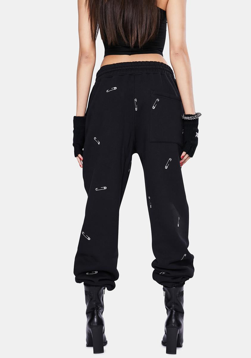 Pleasures Safety Pin Embroidered Sweatpants Dolls Kill