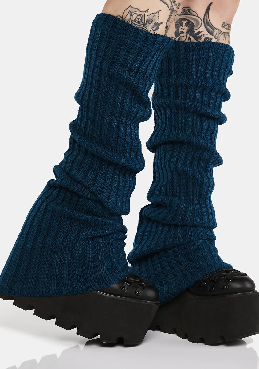 Knit Ribbed Leg Warmers Blue Dolls Kill