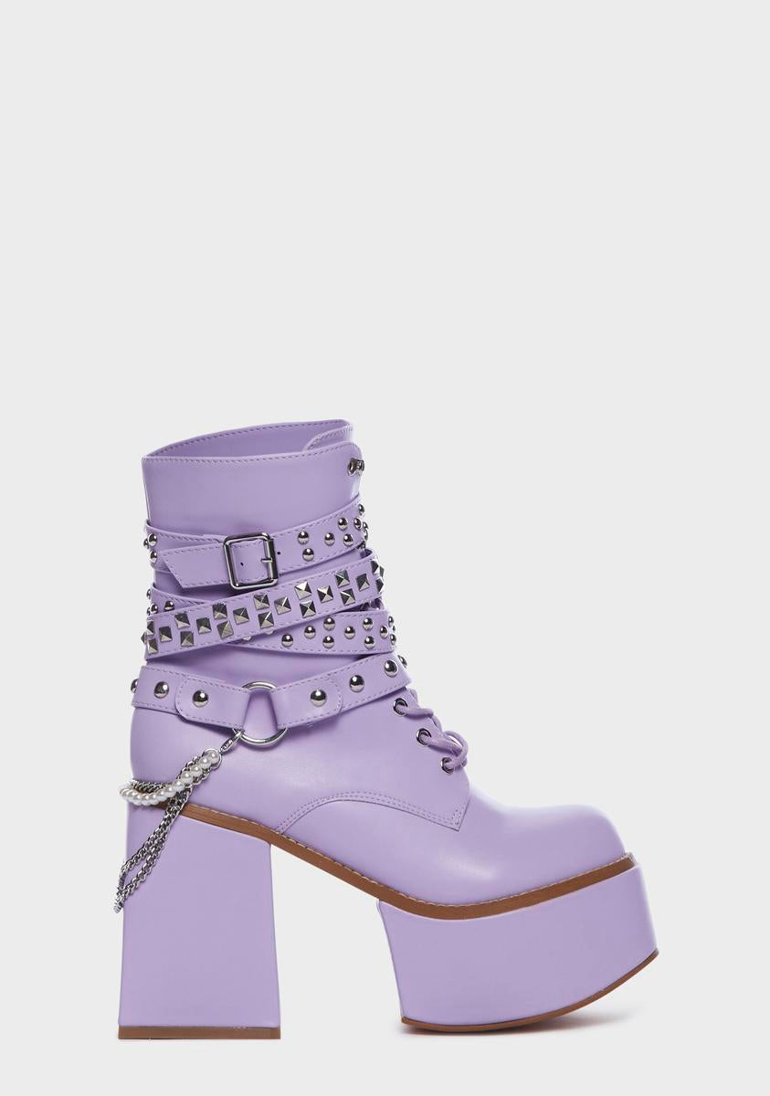 Amethyst Bling Darling Platform Boots,All Products : American Fashion Style Bags On Sale