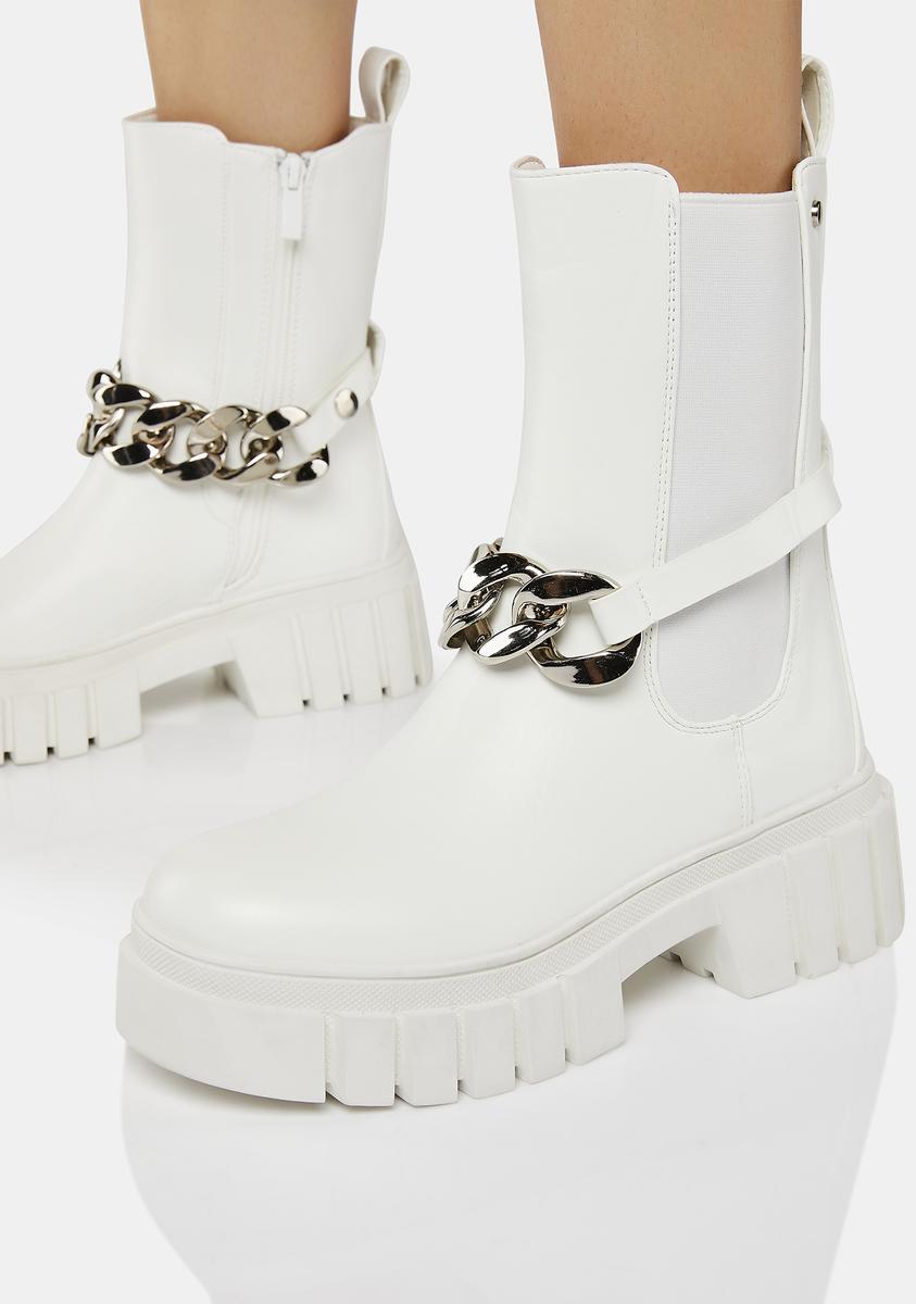 White Cause You're Wild Ankle Boots