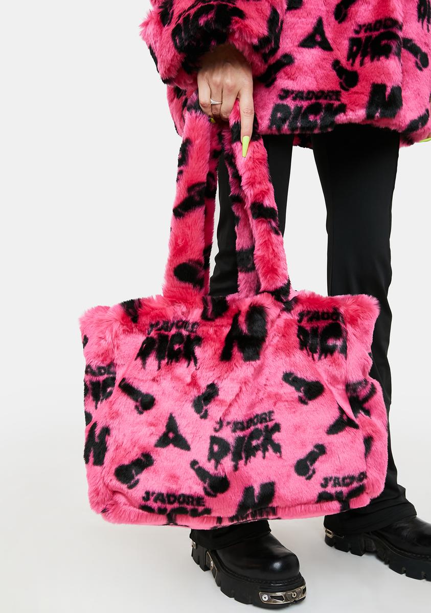Namilia Dick Print Faux Fur Tote Bag - Pink – Dolls Kill
