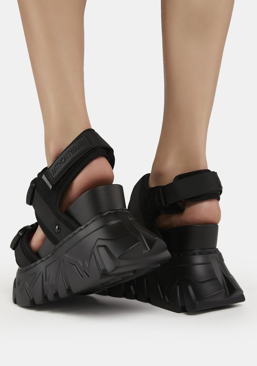 Anthony Wang Platform Velcro Sandals - Black – Dolls Kill