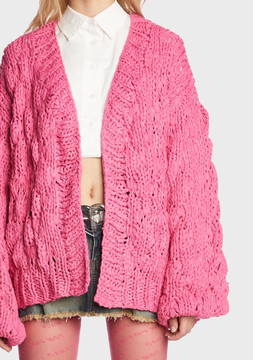 Pink Chunky Knit River Island Chunky Cardigan Pink Chunky Cable