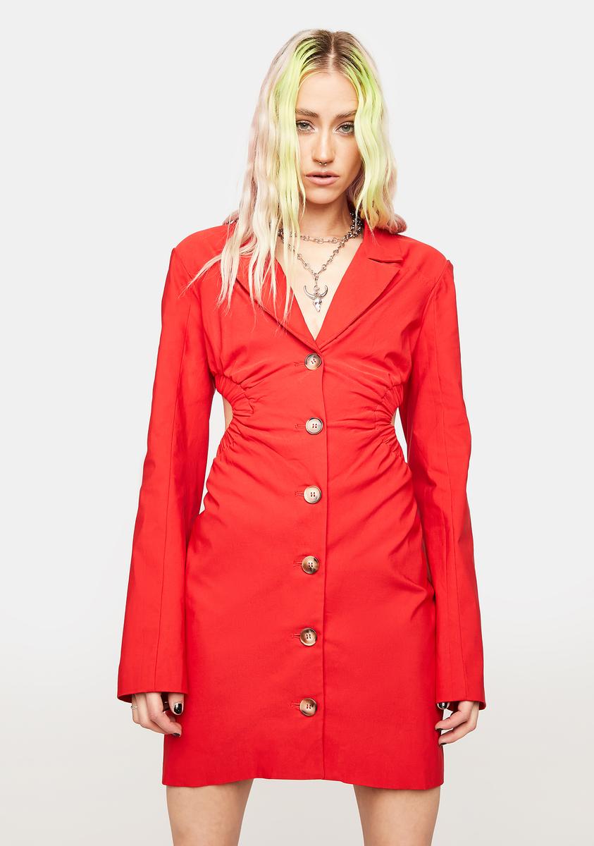 Blazer Dress With Cut Out Back - Red – Dolls Kill