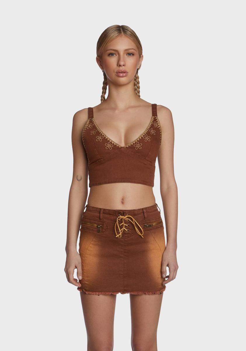Acoustic Heartbeat Denim Crop Top dELiA*s by Dolls Kill,All Products : American Fashion Style Bags On Sale