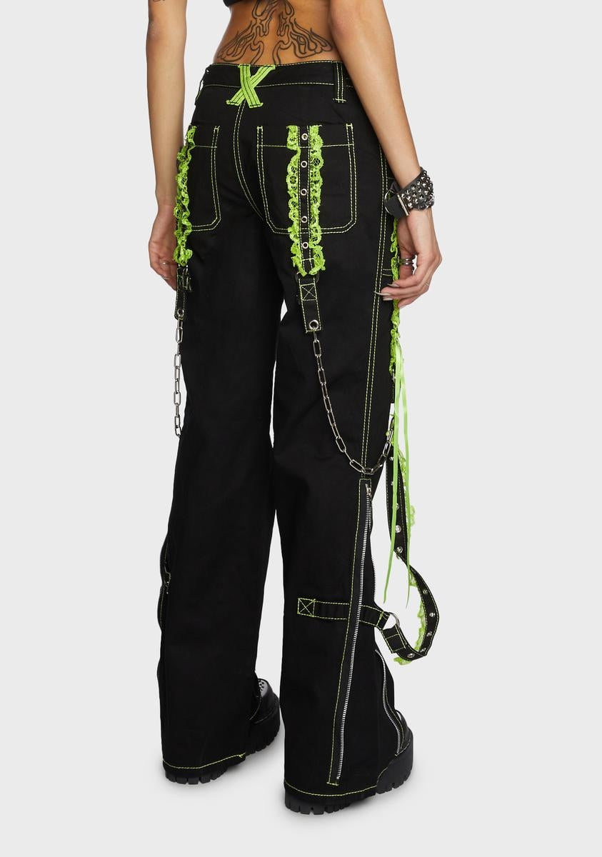 Green Lace Dark Street Pants