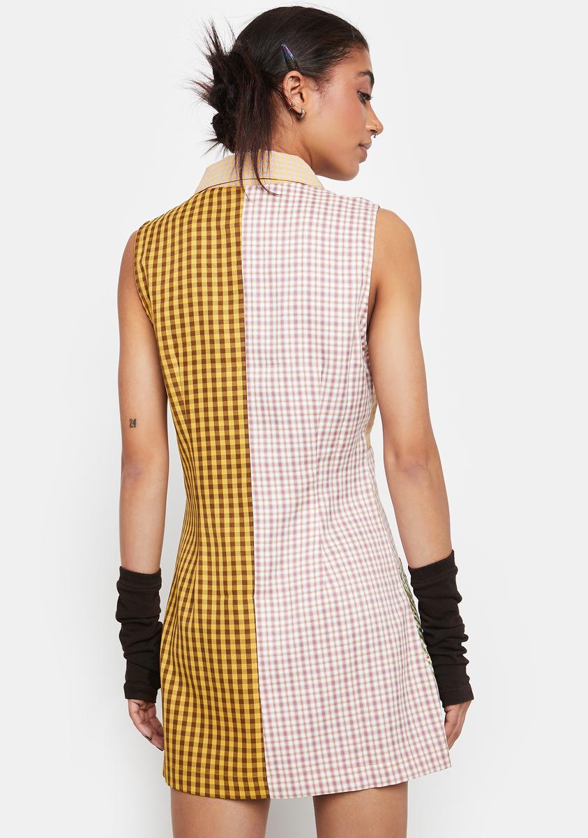 The Ragged Priest Patchwork Zip Up Shirt Dress - Multi – Dolls Kill