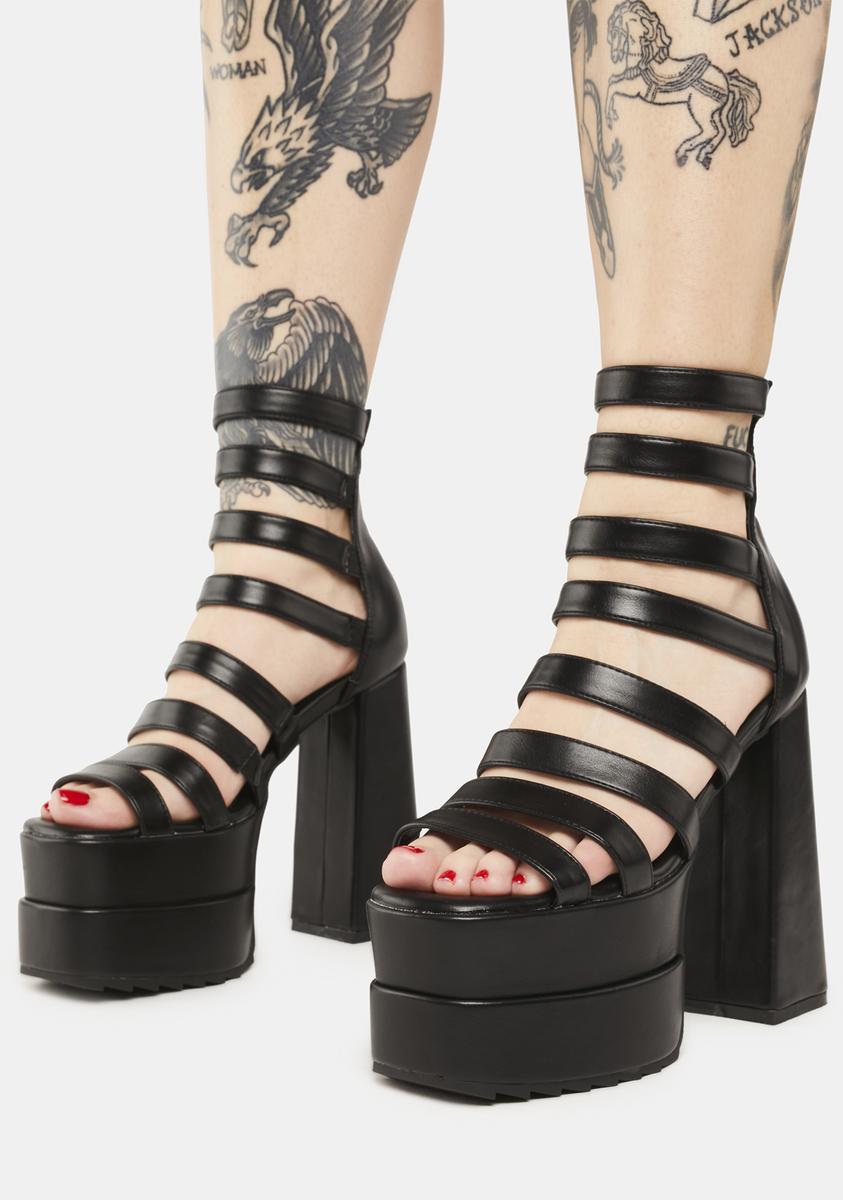 Lamoda Strappy Double Stacked Platform Sandals Black Dolls Kill