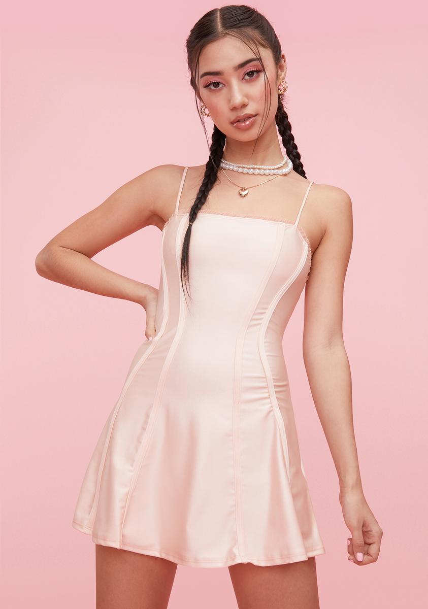 Blush Delightful Journey Satin Corset Dress,All Products : American Fashion Style Bags On Sale