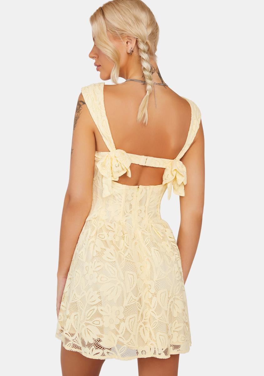 For Love & Lemons Lace Cutout Mini Dress - Yellow Dolls Kill For Love & Lemons Lace Cutout Mini Dress - Yellow Dolls Kill