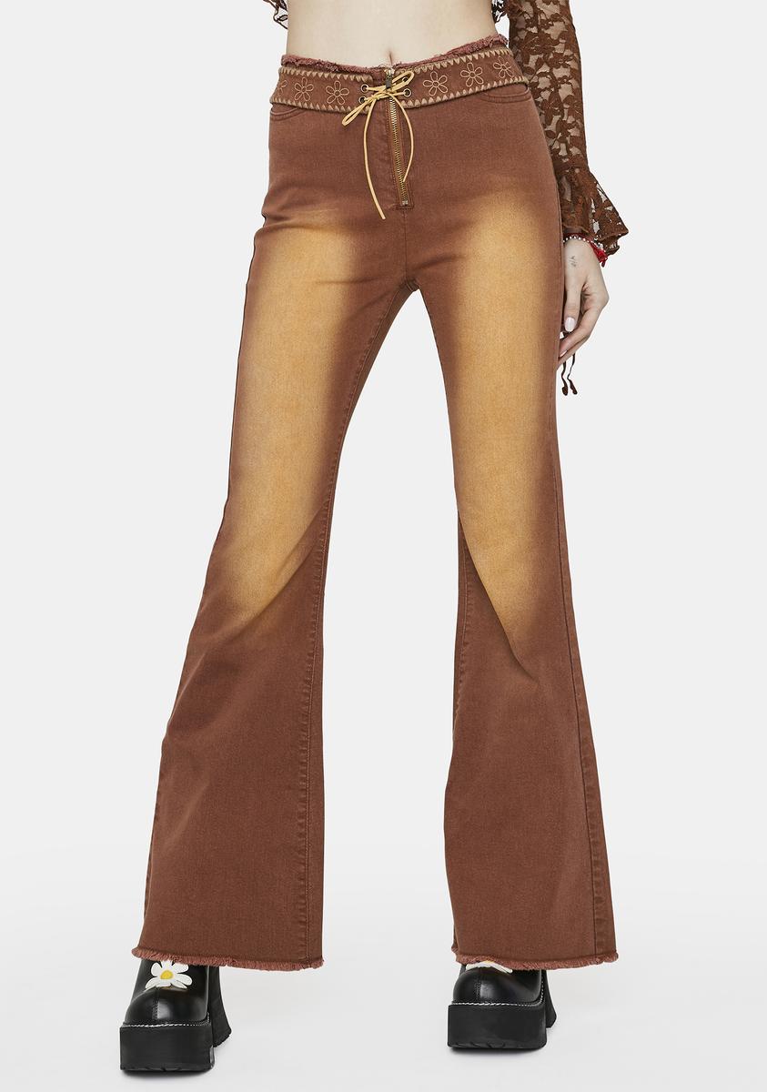 Acoustic Heartbeat Denim Flares dELiA*s by Dolls Kill,All Products : American Fashion Style Bags On Sale