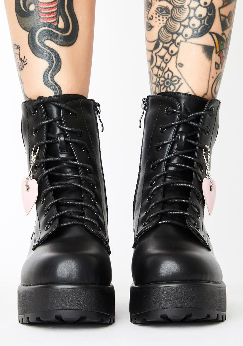 Koi Footwear Pink Heart Gin Platform Boots Dolls Kill