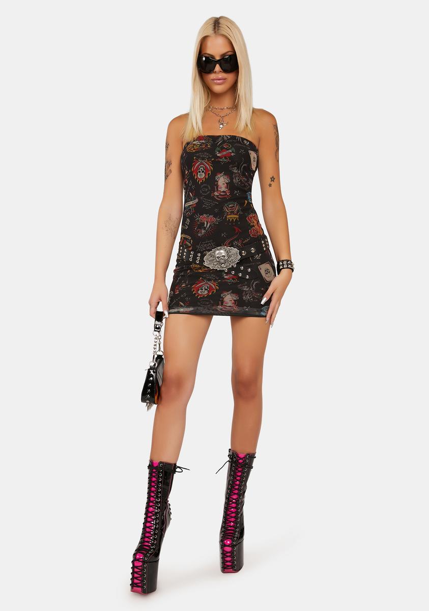 ed hardy mini dress Heart Wings Cut Out Rib Tank M / Black poly blend in black and features archival Ed Hardy graphics and logos. Ed Hardy Multicolour Print Polyester