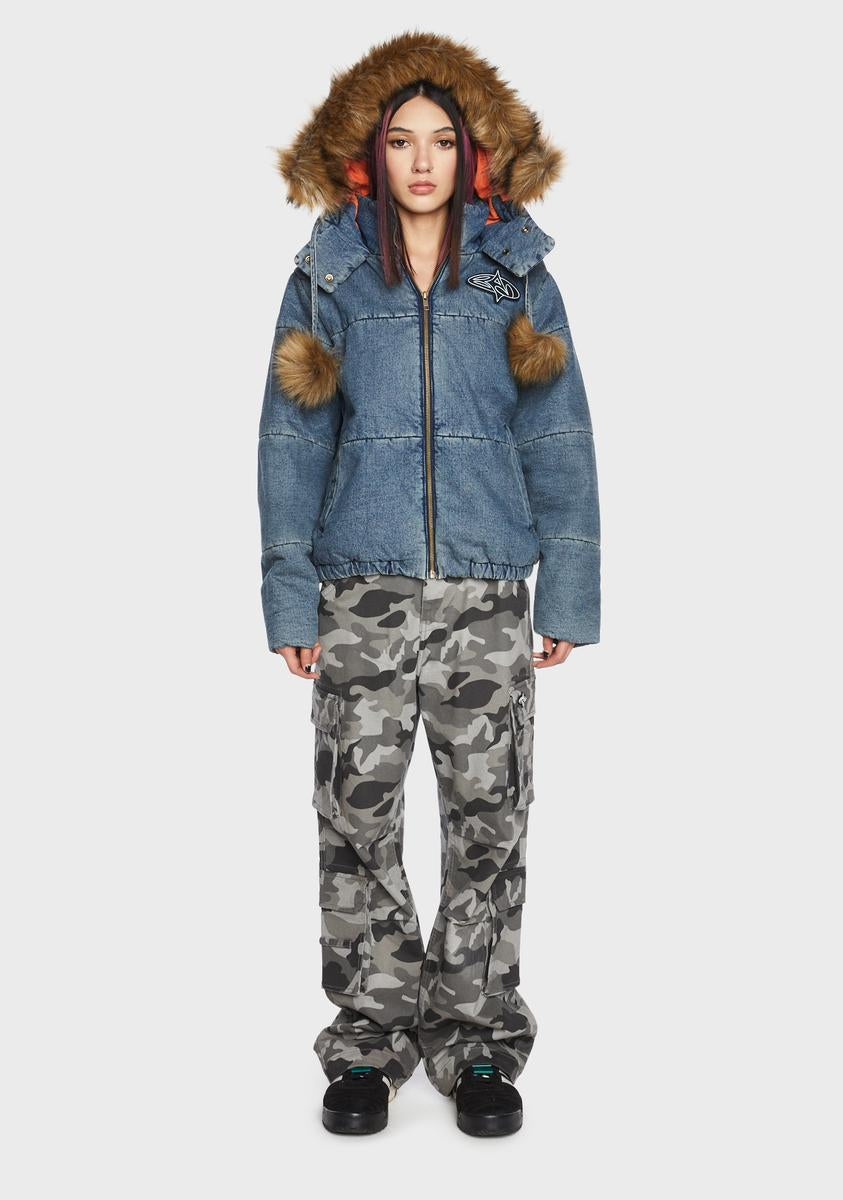 Mega Denim Pom Pom Jacket Basic Pleasure Mode,New Products : American Fashion Style Bags On Sale